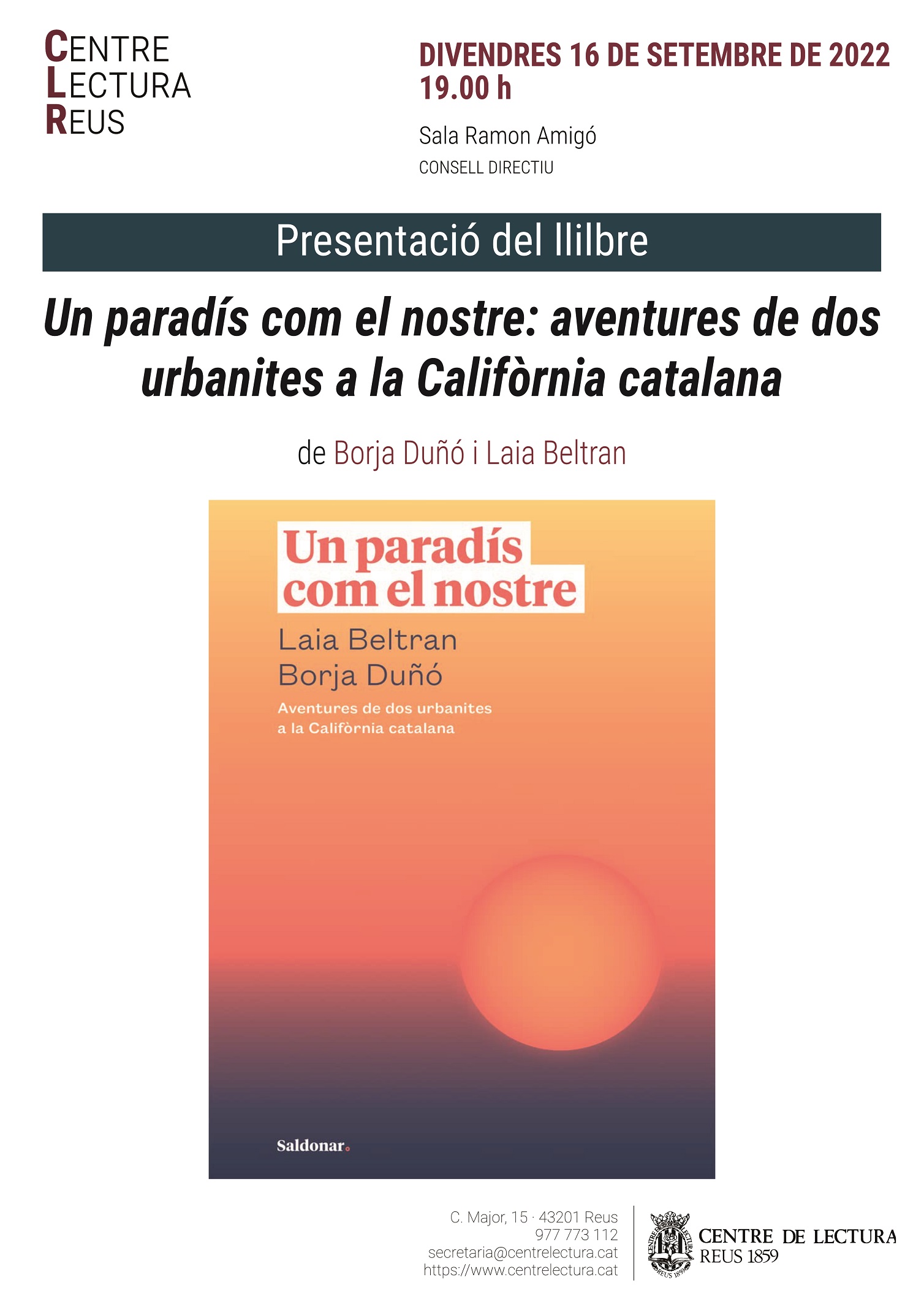 PRESENTACIÓ DEL LLIBRE "UN PARADÍS COM EL NOSTRE: AVENTURES DE DOS URBANITES A LA CALIFÒRNIA CATALANA"